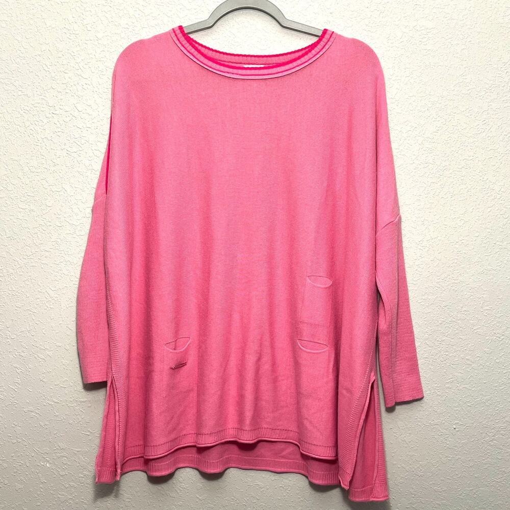 Mersea Women Pink Oversized Catalina Tunic Sweater OS Relaxed Travel Layering